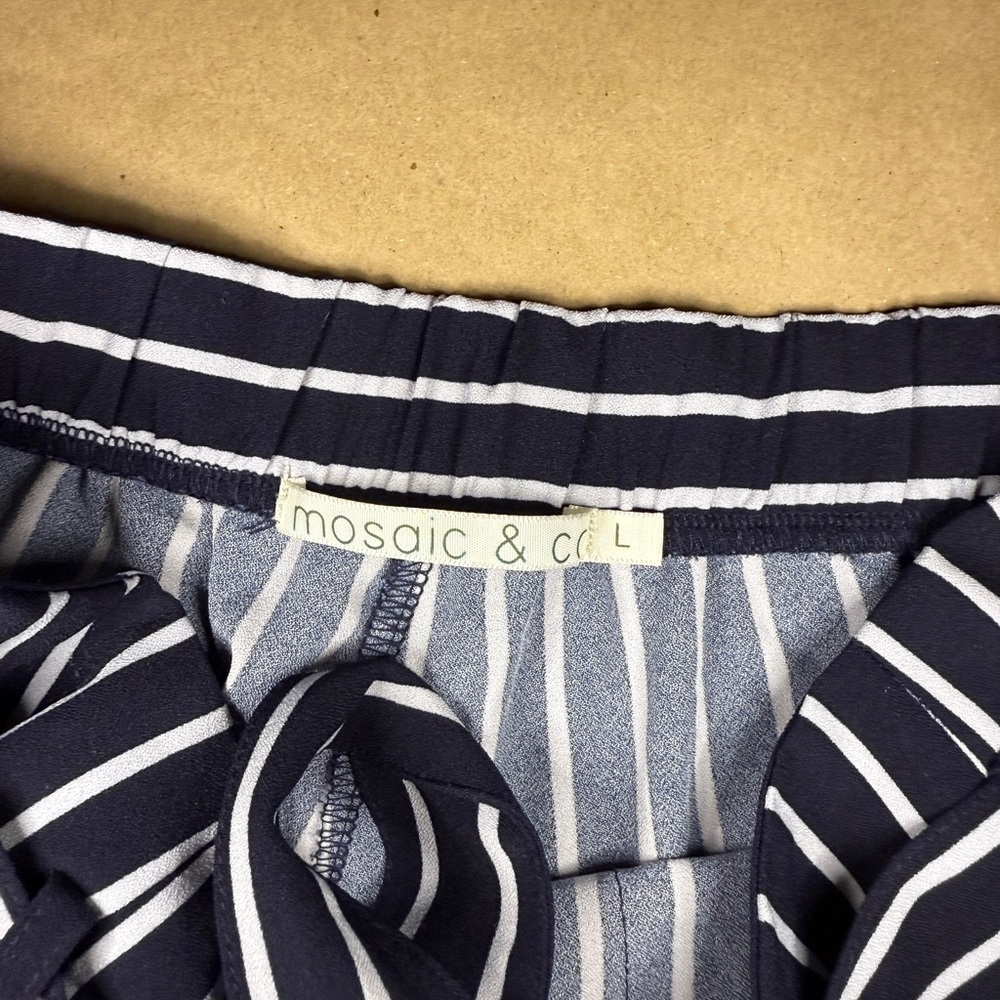 Navy Striped Tie Front Shorts | Casual Summer Shorts - Picture 3 of 4